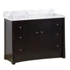 47.6-in. W Floor Mount Distressed Antique Walnut Vanity Set For 3h4-in. Drilling Bianca Carara Top White Um Sink