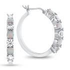 Lab-created Opal & Lab-created White Sapphire Sterling Silver Hoop Earrings