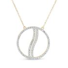 18k Gold Over Silver 3-in-1 Cubic Zirconia Circle Wave Necklace