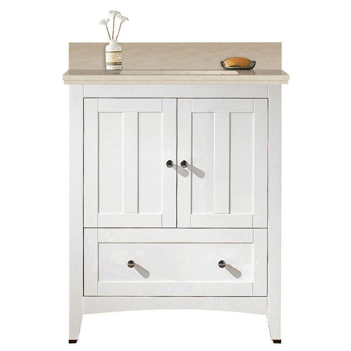 30.5-in. W Floor Mount White Vanity Set For 3h8-in. Drilling Beige Top White Um Sink
