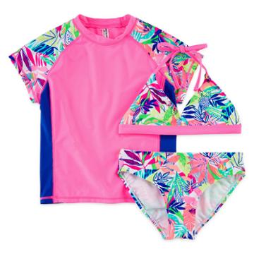 Breaking Waves Tropical Rash Guard & Swimsuit Set