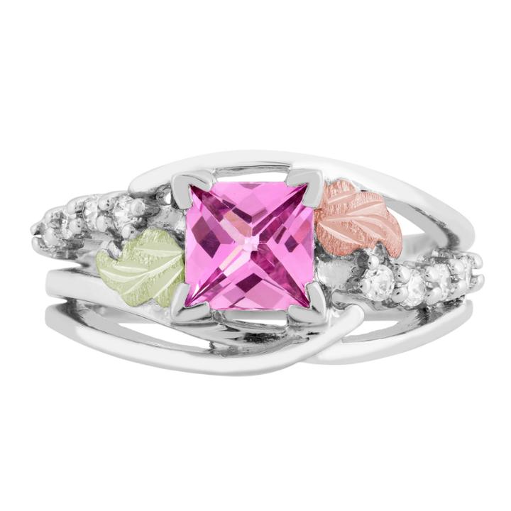 Landstroms Black Hills Gold Lab Created Pink Sapphire Sterling Silver Cocktail Ring