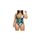 Fashion To Figure La Marina Plunge Lattice Abstract One Piece Swimsuit-plus