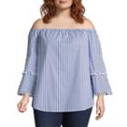 Belle + Sky Long Sleeve Woven Blouse-plus
