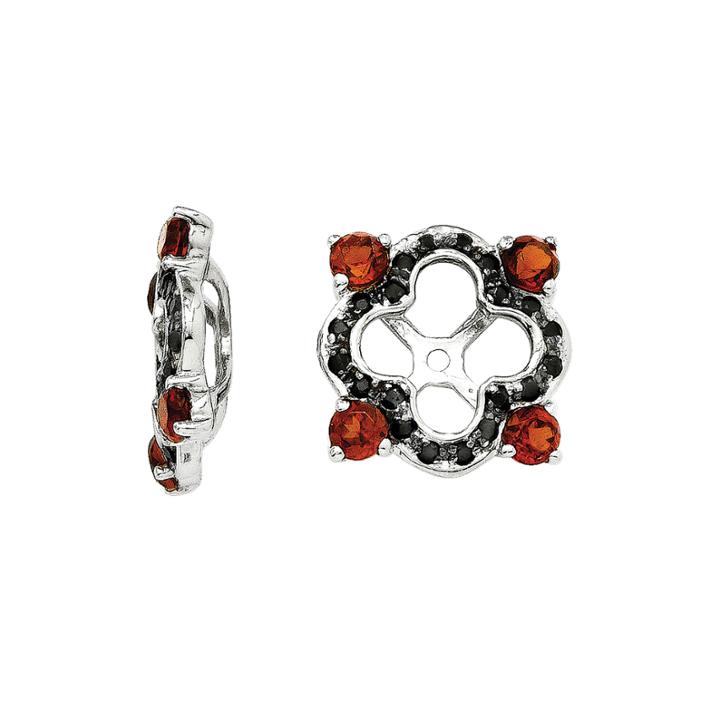 Genuine Black Sapphire And Garnet Sterling Silver Earring Jackets