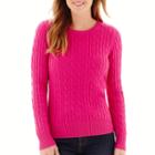 St. John's Bay Long-sleeve Cable Crewneck Sweater - Tall