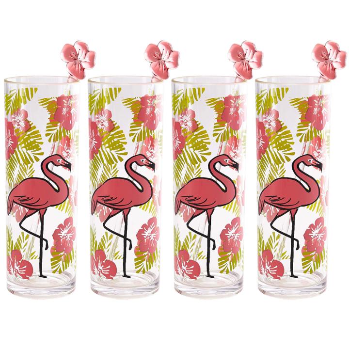 Outdoor Oasis Flamingo 4-pc. Highball Glasses