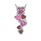 Lab-created Pink Sapphire And White Topaz Trailing Heart Pendant Necklace
