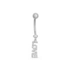 10k White Gold Cubic Zirconia Love Belly Ring