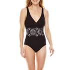 Liz Claiborne Lasercut Over The Shoulder Maillot 1-pc Swimsuit