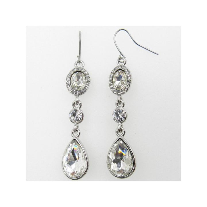 Vieste Rosa White Brass Drop Earrings