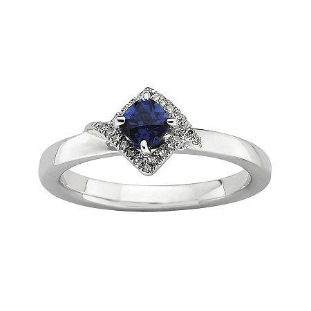 Personally Stackable 1/10 Ct. T.w. Diamond And Lab-created Sapphire Ring