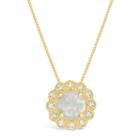 Womens Diamond Accent White Opal Gold Over Silver Pendant Necklace