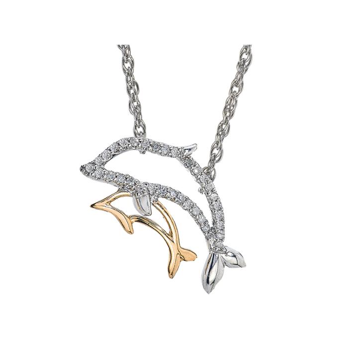 Womens Diamond Accent White Diamond 14k Gold Sterling Silver Pendant Necklace