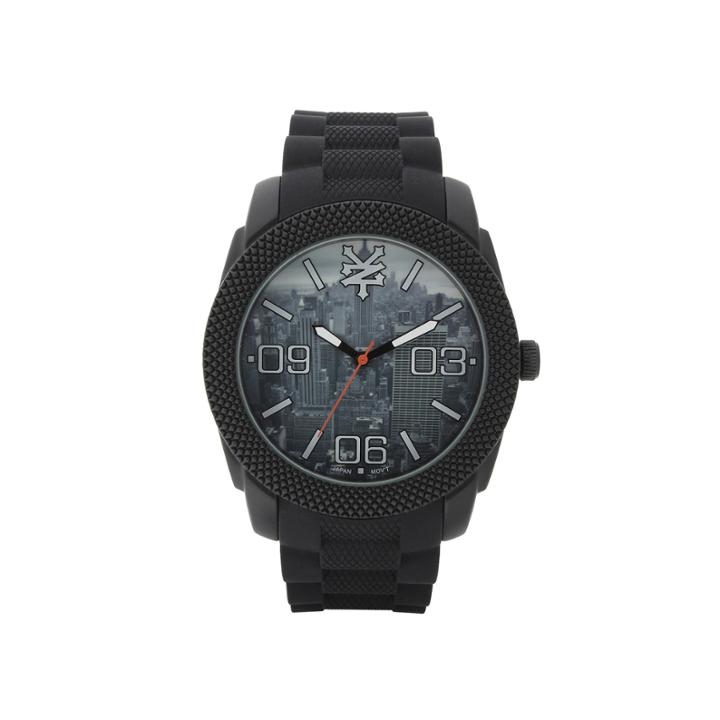 Zoo York Mens Black Graphic Rubber Strap Watch