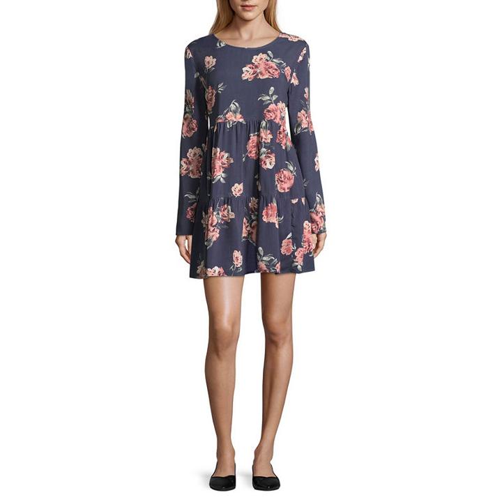 Arizona Long Sleeve Shift Dress-juniors