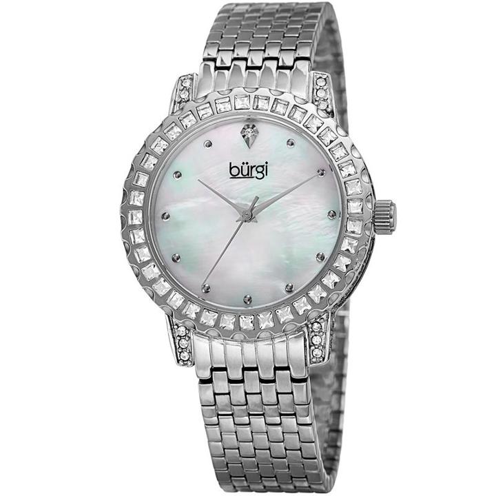 Burgi Womens Silver Tone Strap Watch-b-176ss