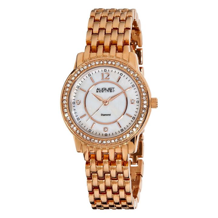 August Steiner Womens Rose Goldtone Strap Watch-as-8027rg