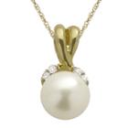 10k Gold Cultured Freshwater Pearl & Diamond-accent Pendant Necklace