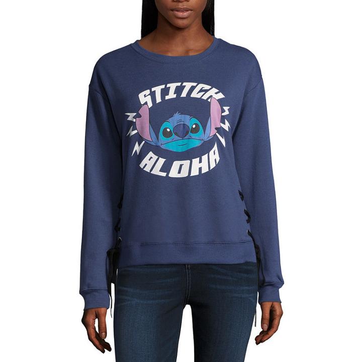 Long Sleeve Side Lace Up Sweatshirt- Juniors