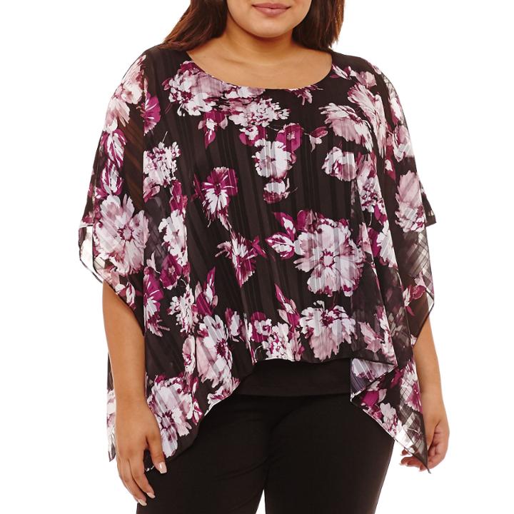 Alyx Short Sleeve Round Neck Chiffon Floral Blouse-plus