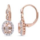 Diamond Accent Pink Morganite 14k Gold Hoop Earrings