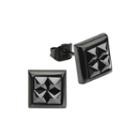 Black Crystal Ip Stainless Steel Square Stud Earrings