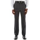 Claiborne Charcoal Herringbone Flat-front Stretch Suit Pants - Classic Fit