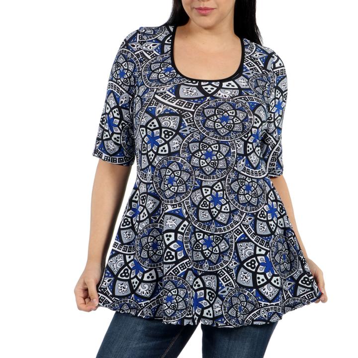 24/7 Comfort Apparel Blue Magic Tunic Top Plus