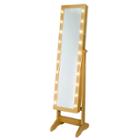 Gold Cheval Free Standing Jewelry Armoire With Led Lights