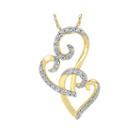 1/3 Ct. T.w. Diamond 10k Yellow Gold Double Heart Pendant Necklace