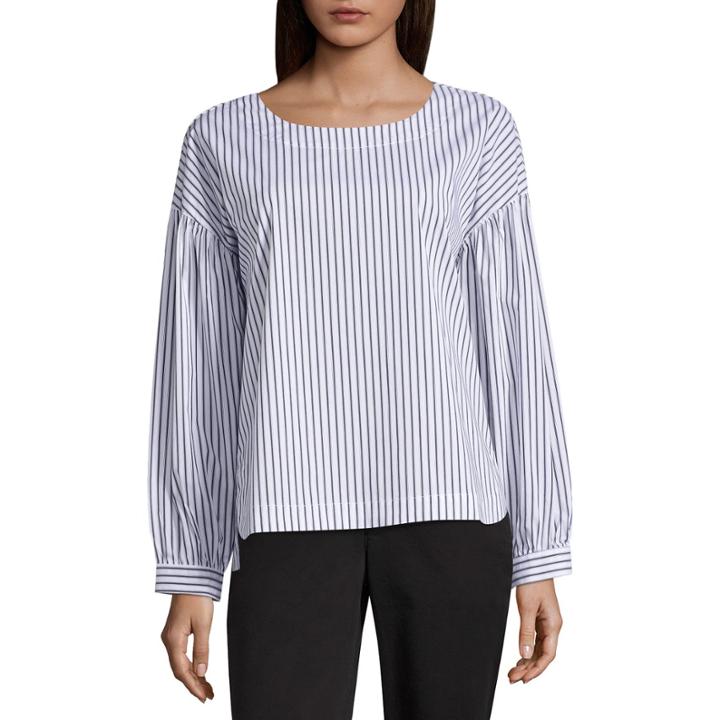 Worthington Modern Fit 3/4 Sleeve Stripe Button-front Shirt