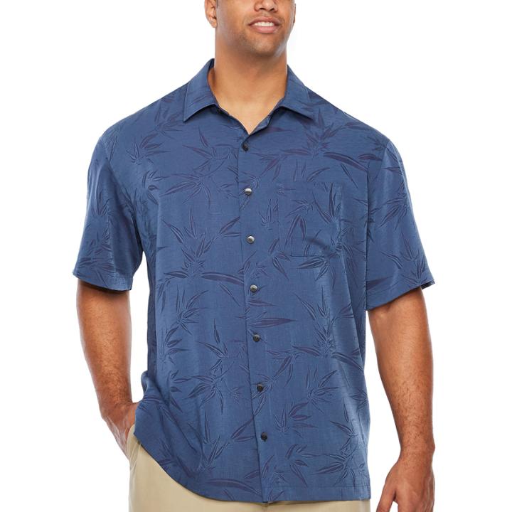Van Heusen Air Jaquard Print Short Sleeve Button-front Shirt-big And Tall