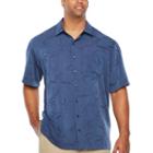 Van Heusen Air Jaquard Print Short Sleeve Button-front Shirt-big And Tall