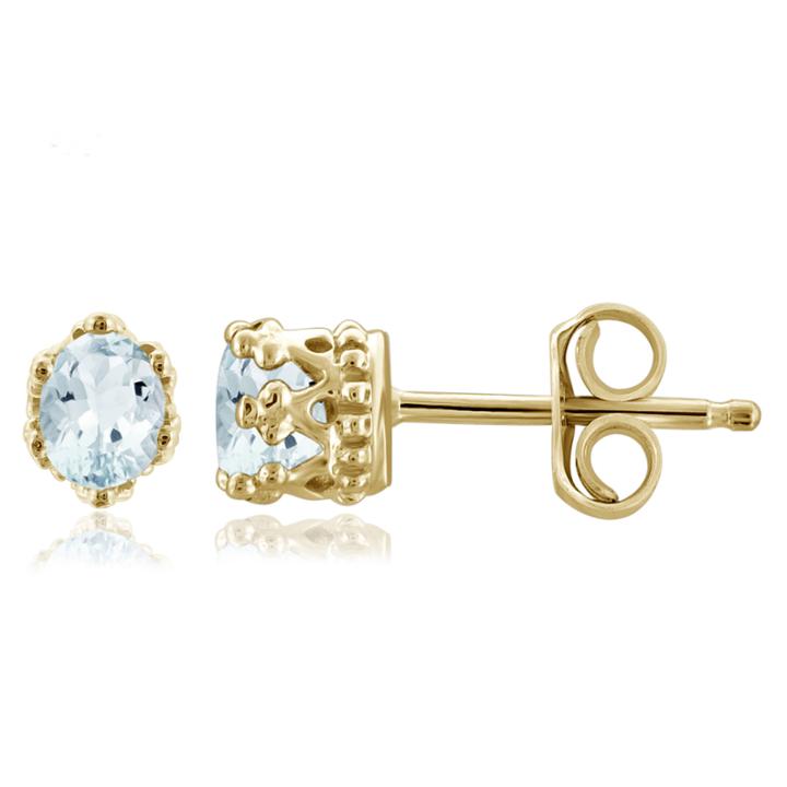 Oval Blue Aquamarine 14k Gold Over Silver Stud Earrings