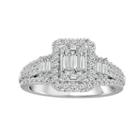 Womens 1 Ct. T.w. Baguette White Diamond 14k Gold Engagement Ring