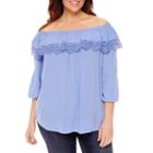 St. John's Bay Convertible Off The Shoulder 3/4 Sleeve Scoop Neck Rayon Blouse-plus