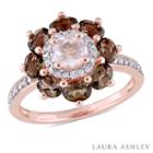 Laura Ashley Womens Genuine Pink Quartz 18k Gold Over Silver Cocktail Ring