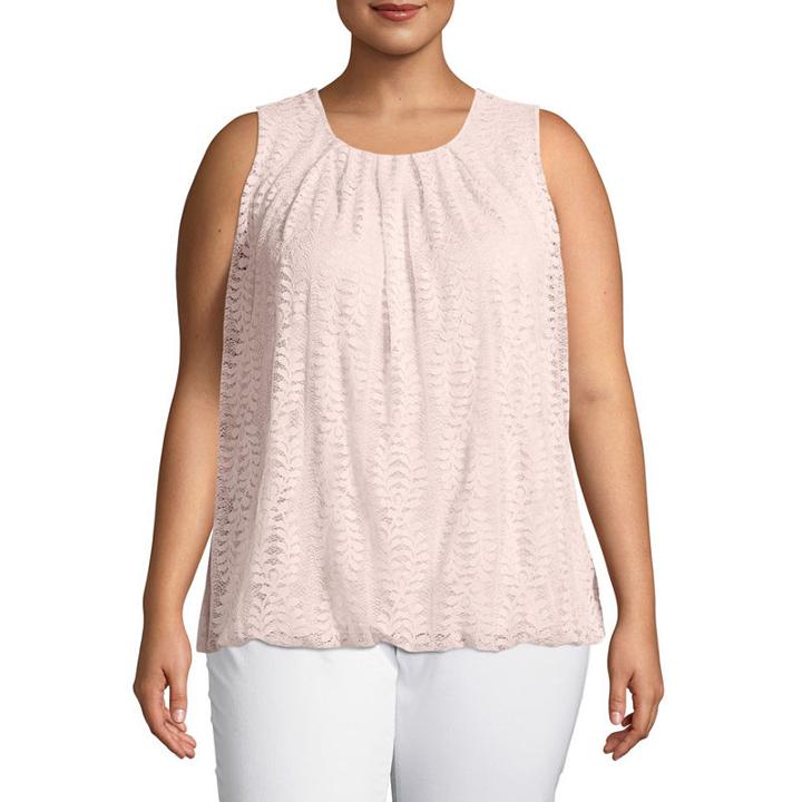 Liz Claiborne Pleat Neck Bubble Hem Top- Plus