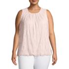 Liz Claiborne Pleat Neck Bubble Hem Top- Plus