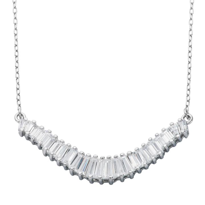 Diamonart Sterling Silver Baguette Cubic Zironcia Necklace