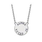Alpha Xi Delta Enamel Sterling Silver Disc Pendant Necklace