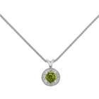 Womens Diamond Accent Genuine Green Peridot Sterling Silver Pendant Necklace