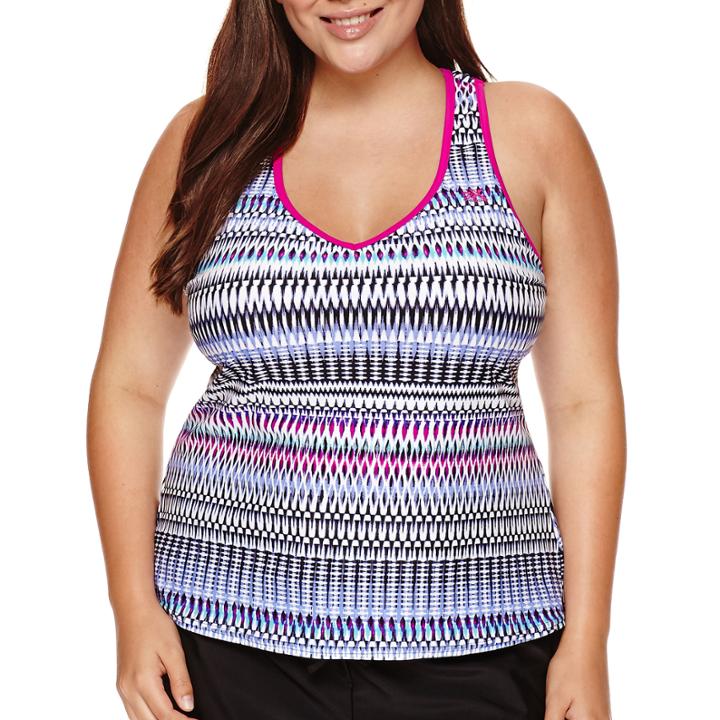 Zeroxposur Woven Geo-linear Printed Tankini Top - Plus