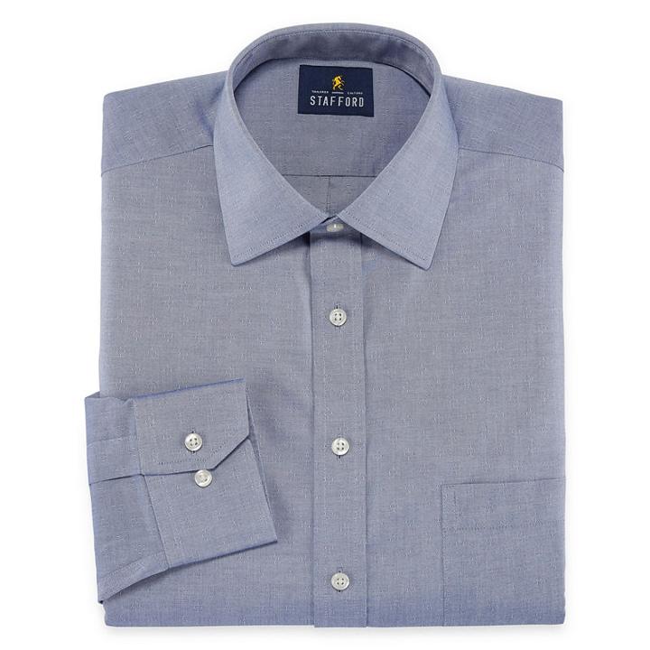 Stafford Executive Non-iron Cotton Pinpoint Oxford Big And Tall Long Sleeve Pattern Dress Shirt