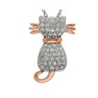 1/5 Ct. T.w. Diamond Sterling Silver With 14k Rose Gold Cat Pendant Necklace