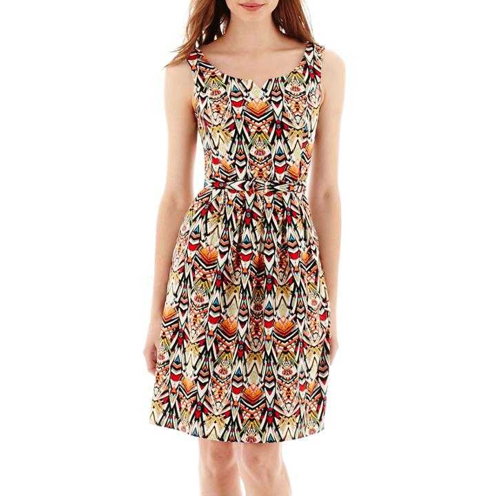 Alyx Sleeveless Split-neck Belted Full-skirt Sundress