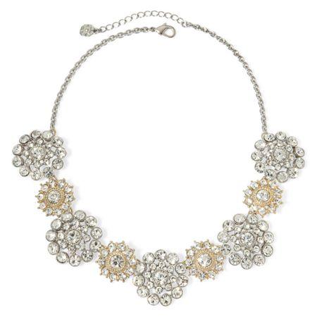 Monet Gold-tone & Crystal Flower Statement Necklace | LookMazing