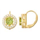 Genuine Peridot & Lab-created White Sapphire 14k Gold Over Silver Leverback Earrings