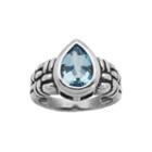 Genuine Sky Blue Topaz Oxidized Sterling Silver Ring